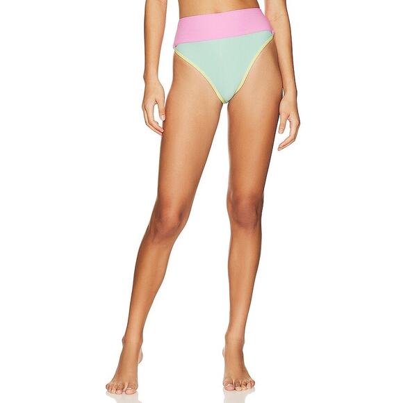Beach Riot Emmy Pastel Macaron Colorblock High Waisted Bikini Bikini Bottoms L - Picture 1 of 10